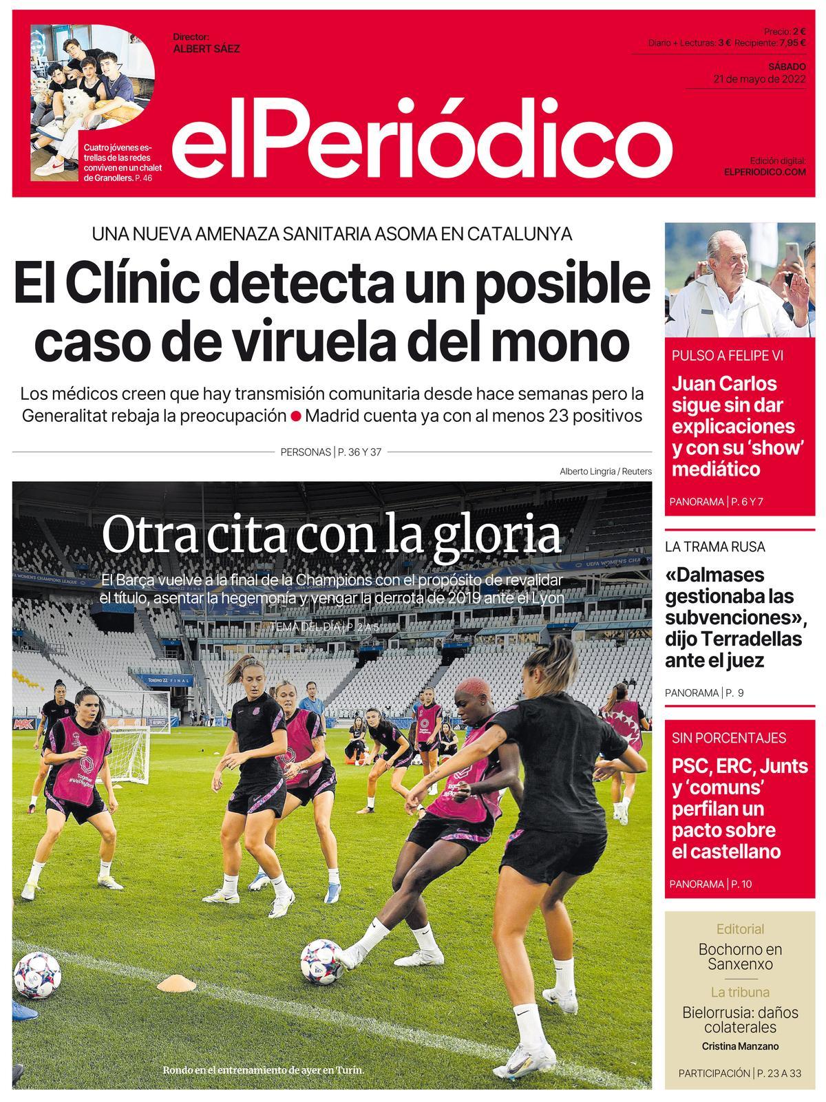 La portada d’EL PERIÓDICO del 21 de maig del 2022 La portada d’EL PERIÓDICO del 21 de maig del 2022