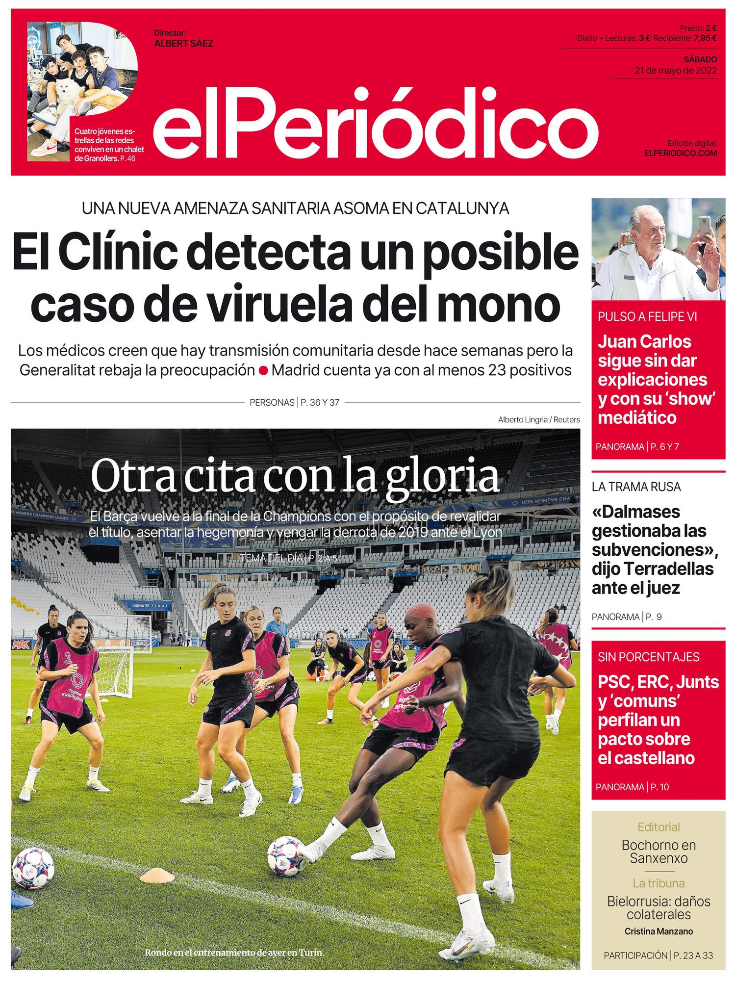 La portada de EL PERIÓDICO del 21 de mayo de 2022