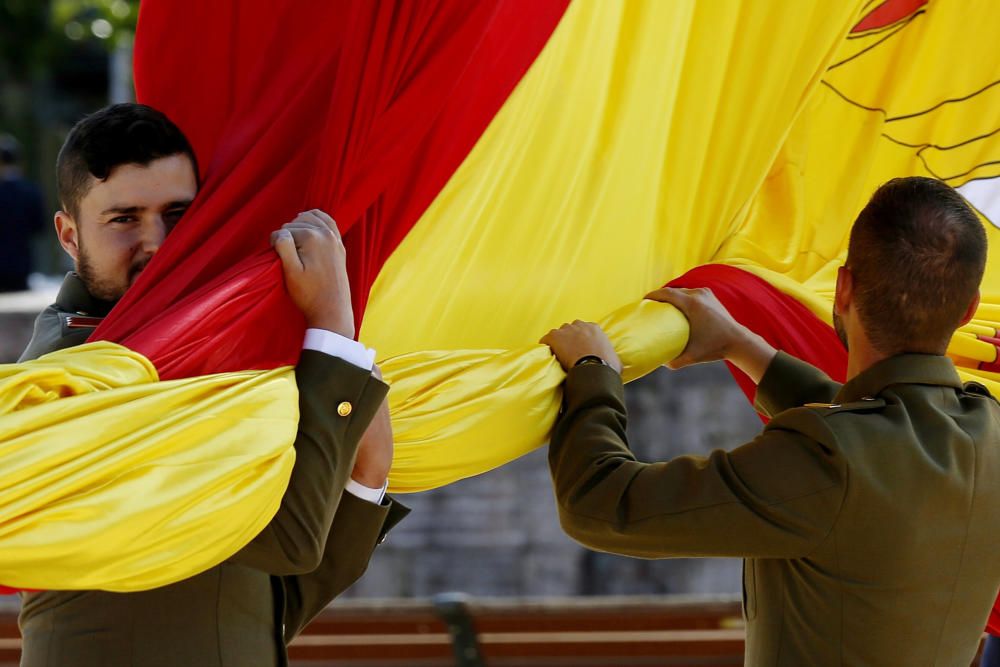 Los Reyes Felipe y Letizia han presidido este sábado los actos centrales del Día de las Fuerzas Armadas, un homenaje a los que dieron su vida por España y un desfile de 734 efectivos de los tres Ejé