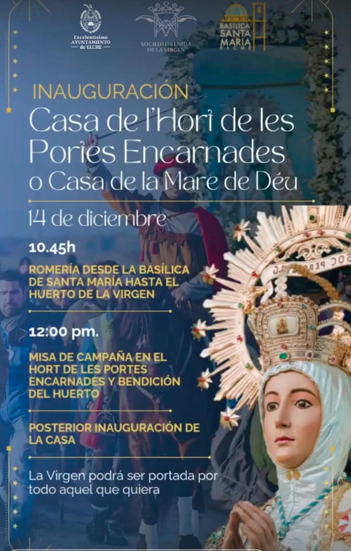 Cartel que el Ayuntamiento ha empezado a difundir este miércoles por redes sociales sobre la inauguración de la Casa de la Virgen