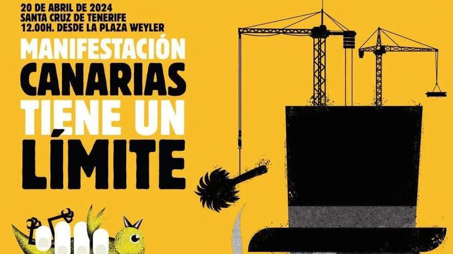 Cartel anunciador de la manifestación que se celebrará el 20 de abril en Santa Cruz de Tenerife para pedir un cambio en el modelo de desarrollo económico