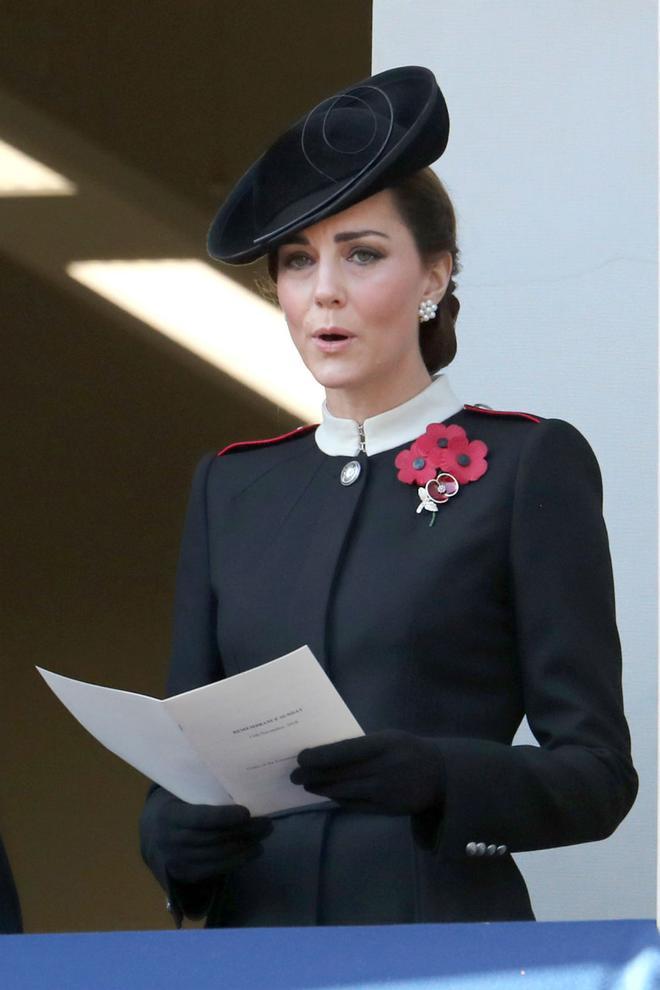 Kate Middleton durante el desfile por el centenario del final de la Primera Guerra Mundial