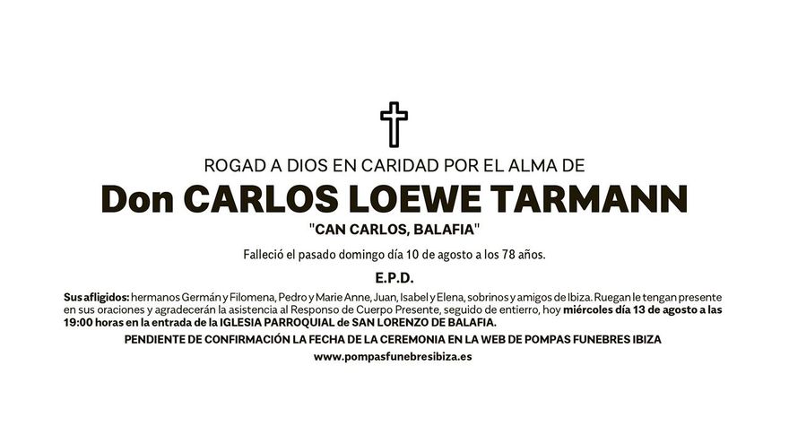 Esquela Carlos Loewe Tarmann