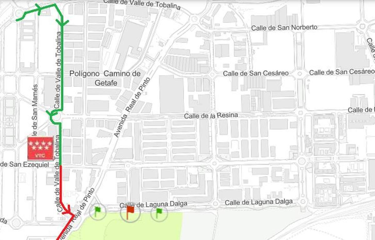 Plano de zona de espera de VTC con motivo del evento Iberdrola el 27 de junio en Madrid