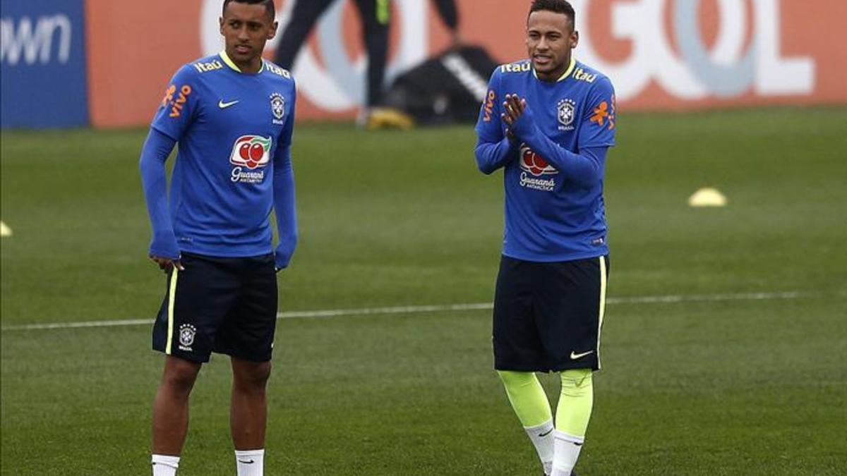 Neymar y Marquinhos, con Brasil