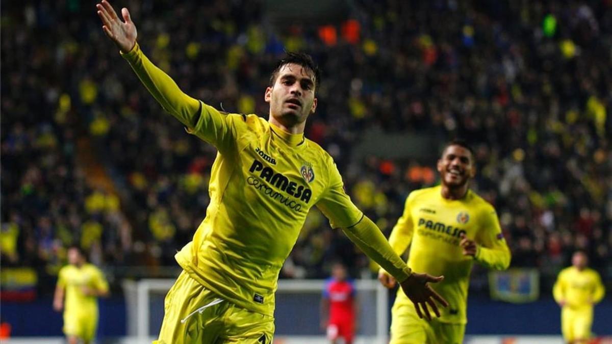 Trigueros, celebrando su gol al Steaua