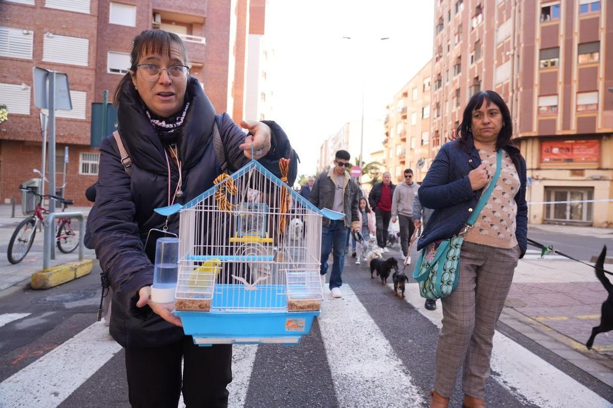 Una castellonense junto a su periquito.