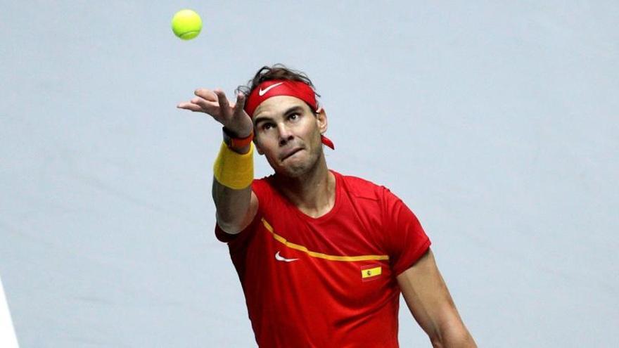 Rafa Nadal en el partido contra Gojo.