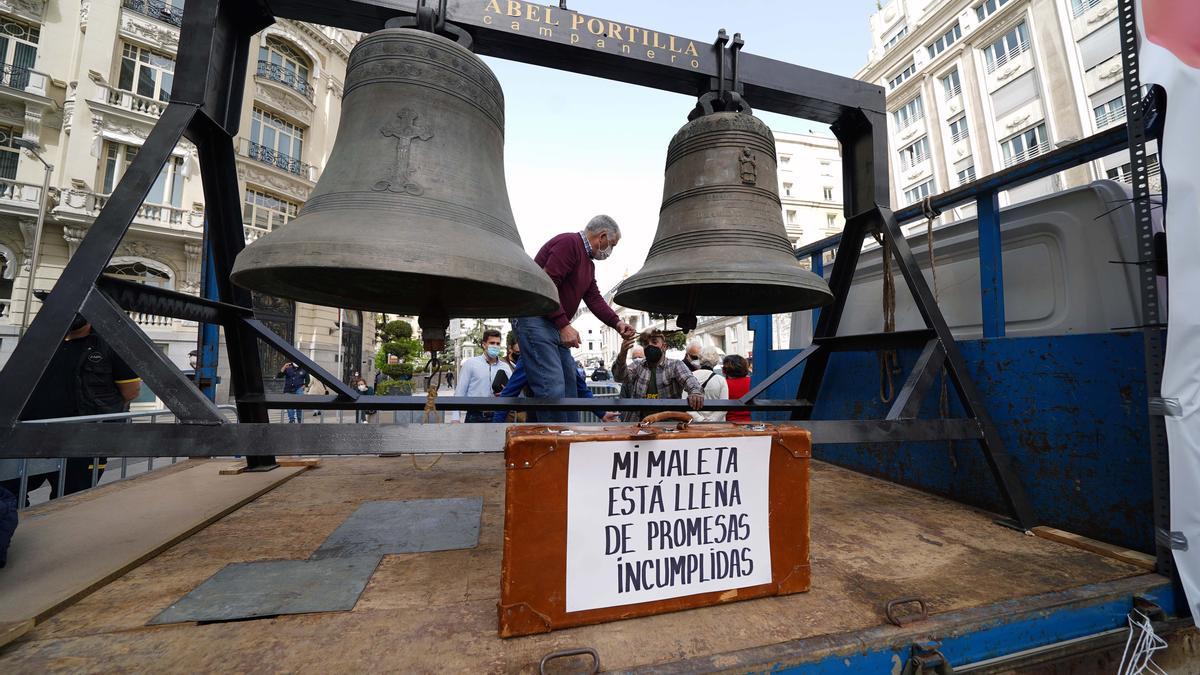 Protesta a favor de la España vaciada, el pasado marzo en el Congreso de los Diputados