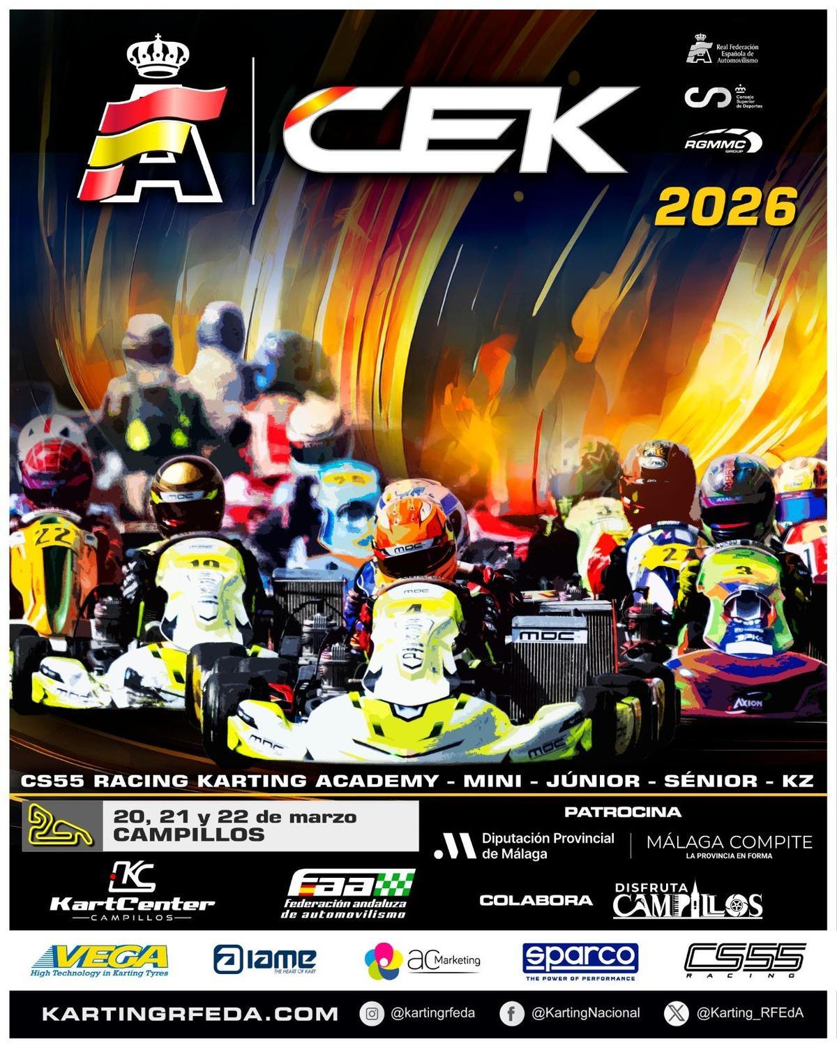 Cartel del Campeonato de España de Karting 2026.