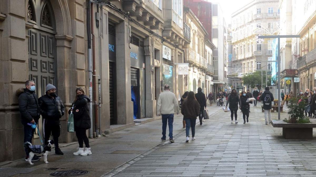 Una de las calles comerciales de Vilagarcía en cuyas tiendas se registraron hurtos últimamente.