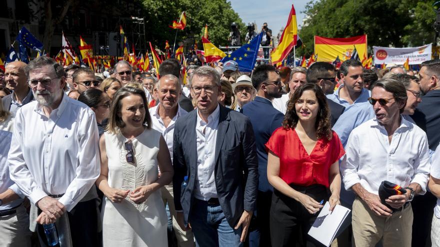 Las imágenes de la manifestación del PP contra el Gobierno de Sánchez en Madrid