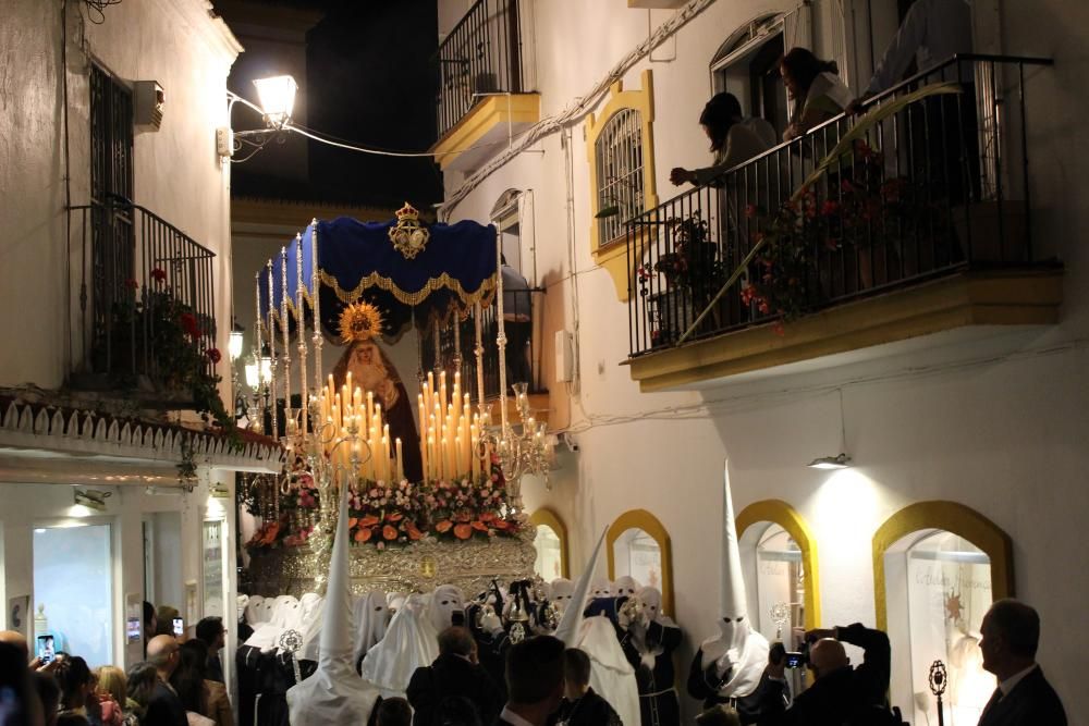 Salida de la cofradía de Santa Marta, el Martes Santo en Marbella.