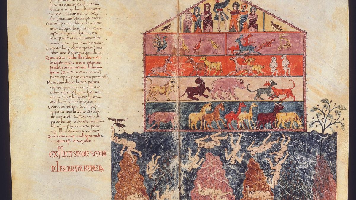 Una pàgina de l'Arca de Noé del Beatus de Girona.