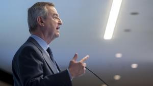 El consejero delegado del Banco Sabadell, César González-Bueno, durante una rueda de prensa, en la sede del Banco Sabadell, a 13 de noviembre de 2025, en Madrid (España). El Grupo Banco Sabadell logró un beneficio neto de 1.390 millones de euros en los nu