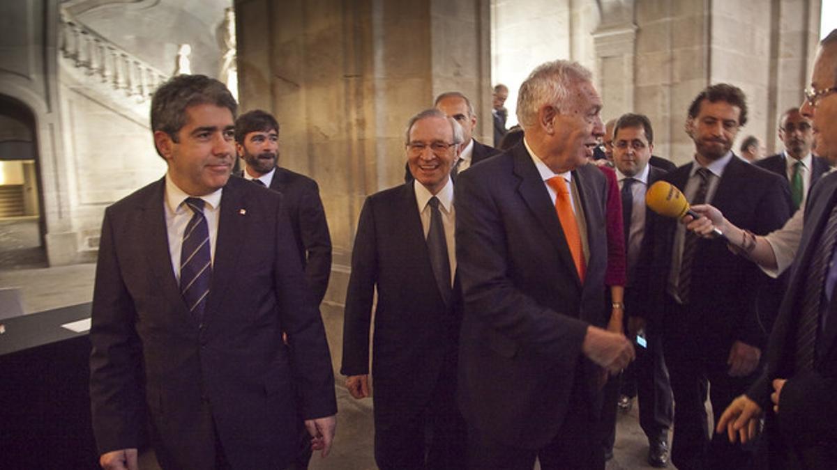 El 'conseller' Homs, y el ministro García-Margallo, el mes de abril en un acto de la Cambra de Comerç.