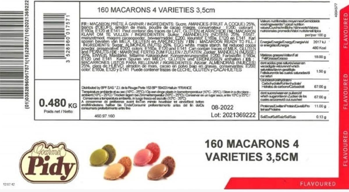 Retirats del mercat macarrons’que contenien ou i ametlla no declarats Retirats del mercat macarrons’que contenien ou i ametlla no declarats