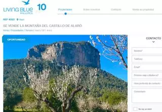 La montaña del Castell de Alaró, que pretende comprar el Consell, en venta en una inmobiliaria