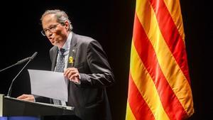 El presidente de la Generalitat, Quim Torra, durante su conferencia en el TNC.