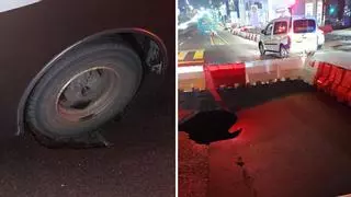 Un autobús se hunde en plena avenida de Madrid tras ceder el asfalto