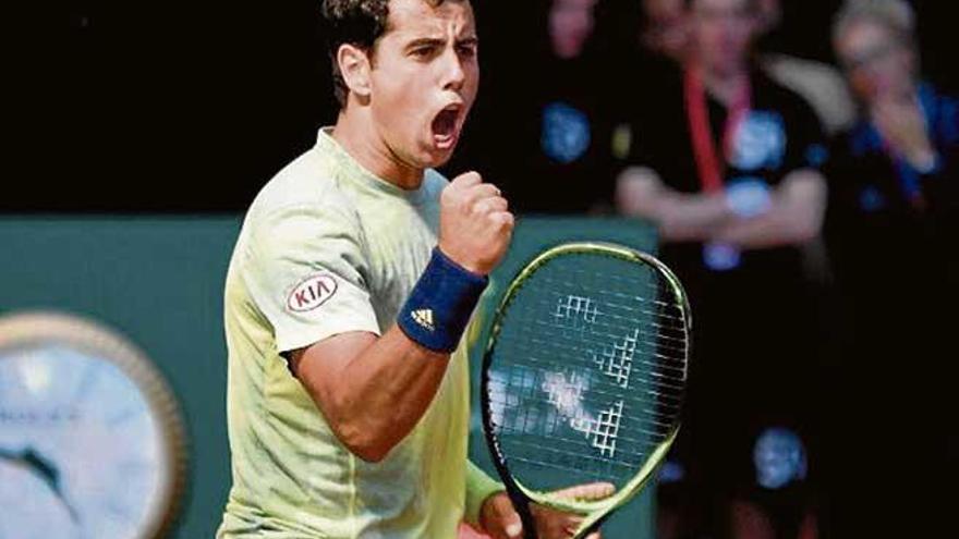 Jaume Munar celebra ayer su victoria ante Istomin.