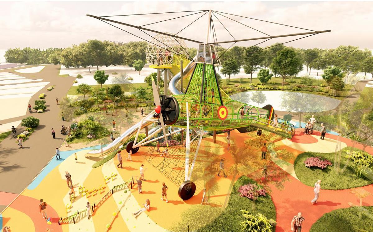 Recreación de la zona de juegos del Parque Metropolitano, que contará con más de 100 elementos.