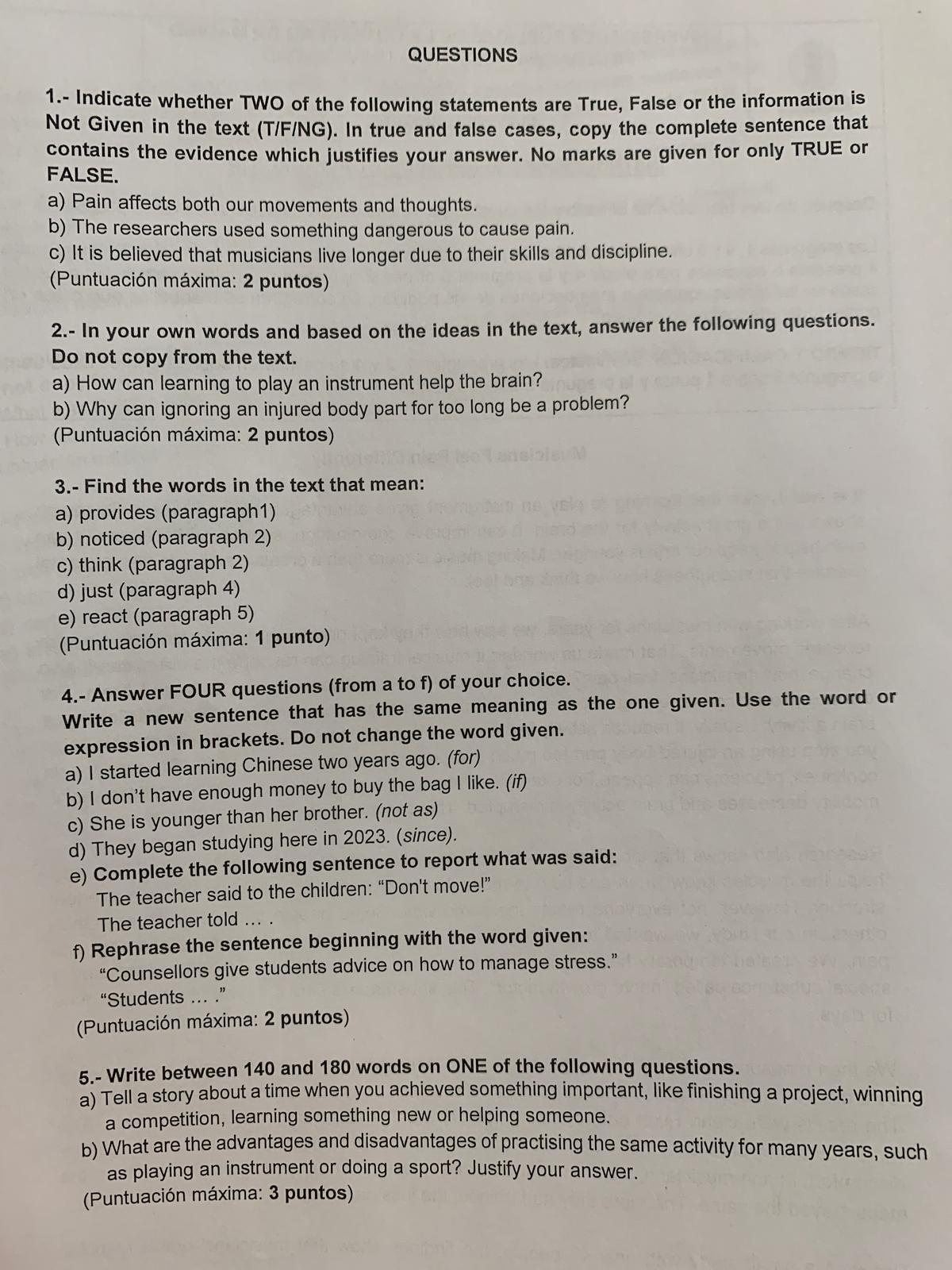Examen de Inglés de la PAU 2026 de Madrid de la modalidad de Ciencias y Tecnología