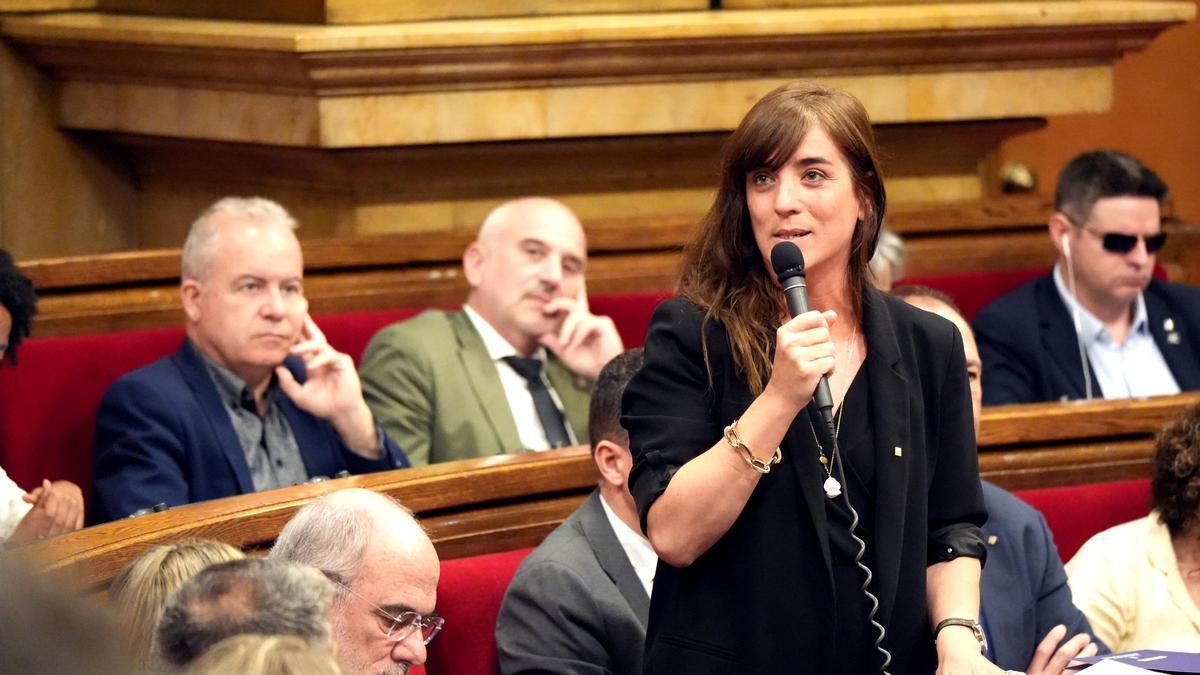 La consellera de Recerca i Universitats, Núria Montserrat, intervé al Ple del Parlament aquest dimecres
