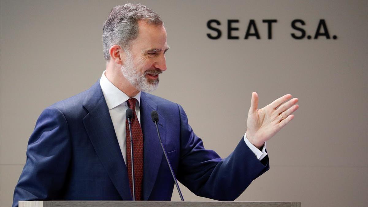 El Rey Felipe VI durante su discurso en la SEAT.