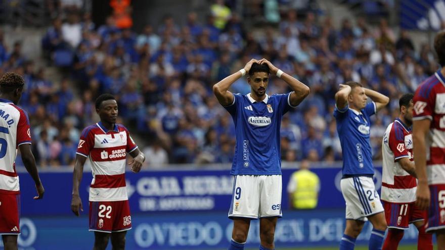 23 centros para un gol que no apareció: los llamativos datos del empate del Oviedo ante el Granada