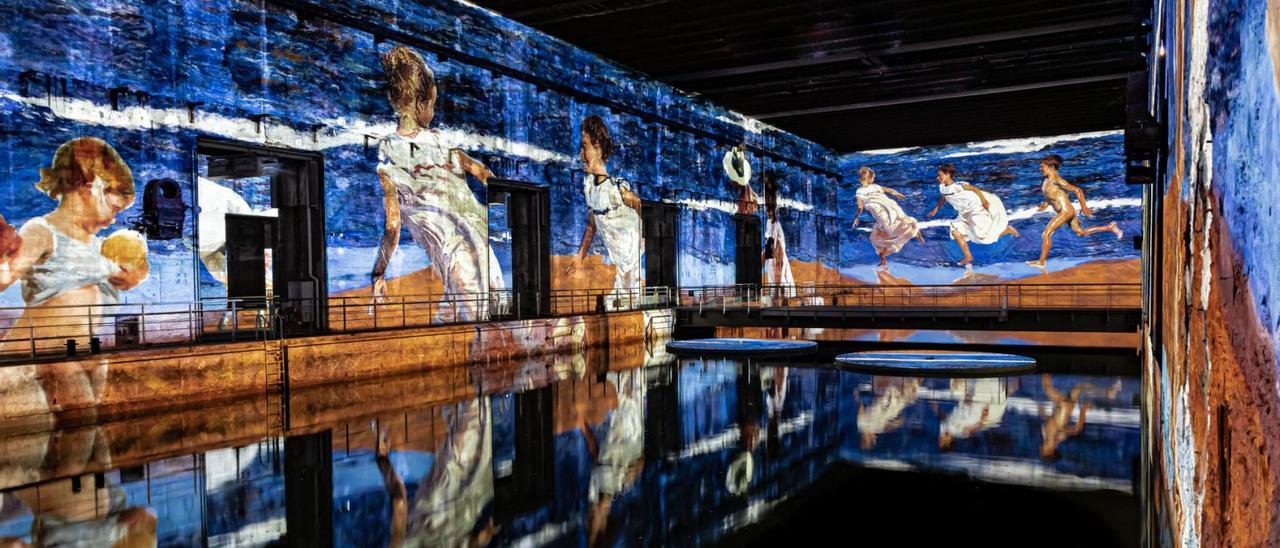 Imagen virtual de una de las pinturas de Sorolla que se pueden ver en la exposición inmersiva dedicada al artista valenciano en Burdeos. | BASSINS DES LUMIÈRES