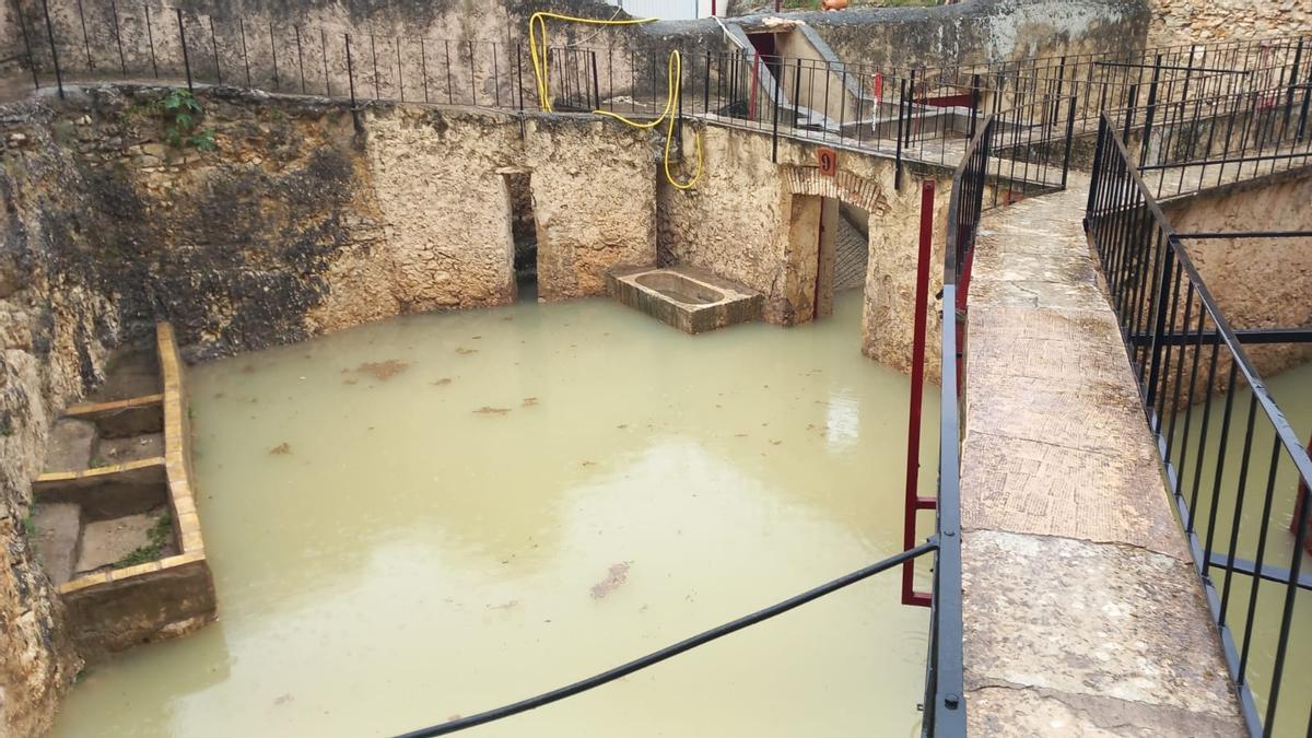 La plaza de toros de Bocairent, inundada por las últimas lluvias