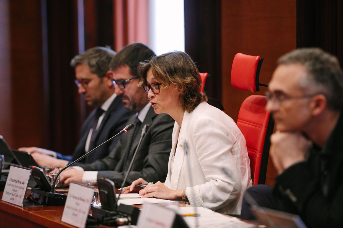 La consellera Serret, durant la presentació del cos dacció exterior al Parlament. La consellera Serret, durant la presentació del cos dacció exterior al Parlament.