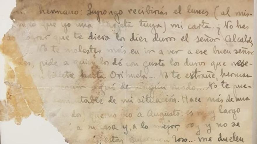Carta inédita de Miguel Hernández a Ramón Sijé: &quot;Estoy enfermo, toso&quot;