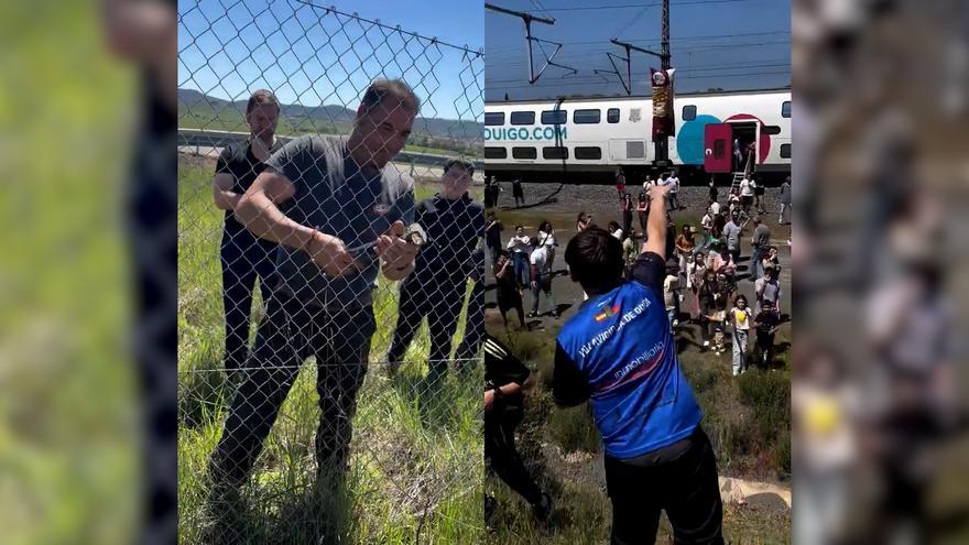Vecinos de Brazatortas rompen una valla para ayudar a los afectados de un tren por el apagón
