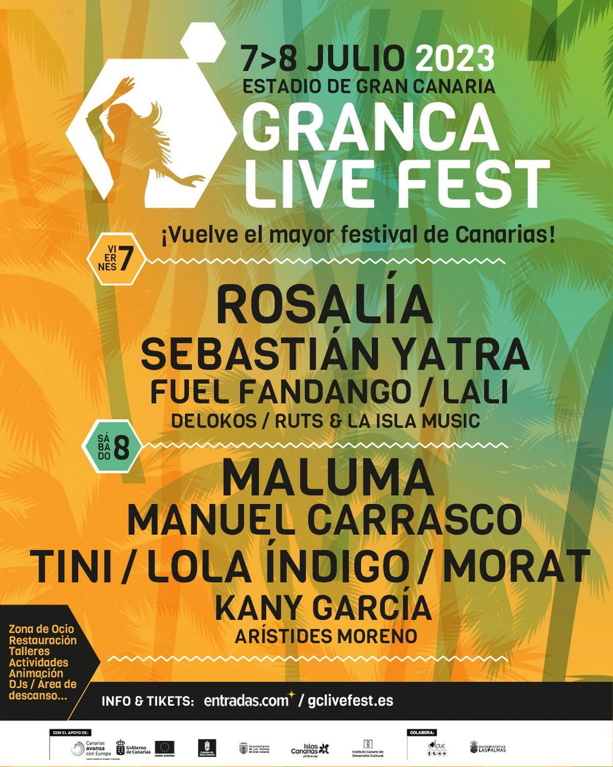 Cartel del GranCa Live Fest del próximo año 2023