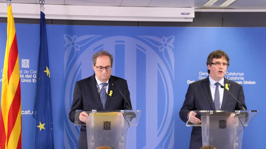 Quim Torra i Carles Puigdemont aquest dissabte a Brussel·les