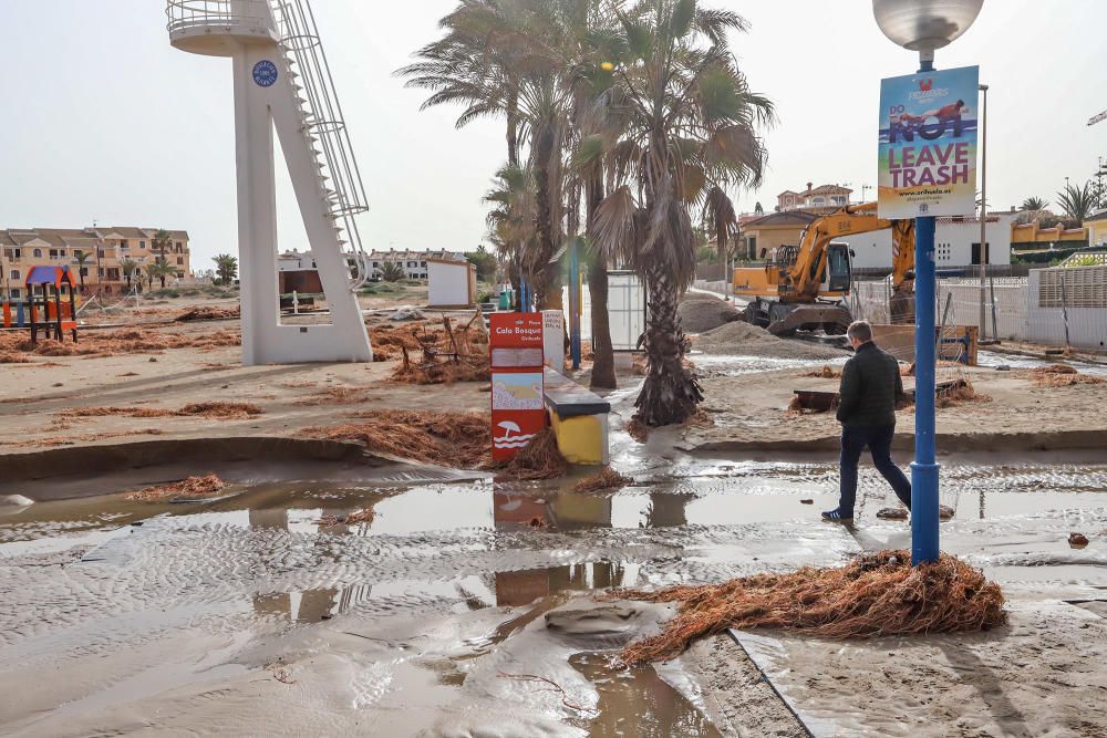 El Ayuntamiento de Orihuela ha valorado en más de medio millón de euros los destrozos provocados por la Borrasca Gloria en su litoral