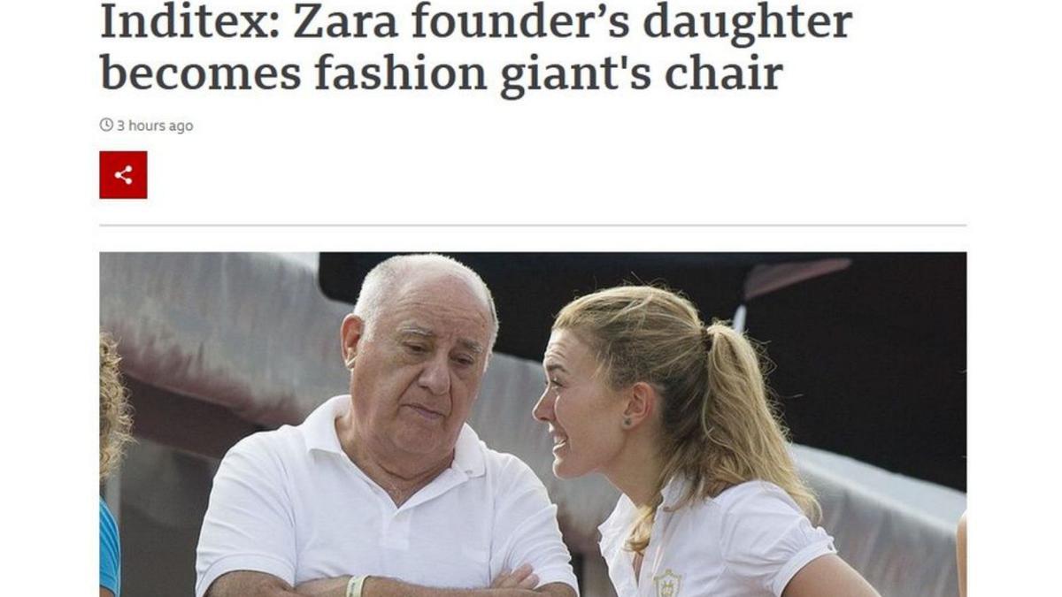 BBC titula ‘La hija del fundador de Zara, nueva jefa del gigante’. |   // LOC