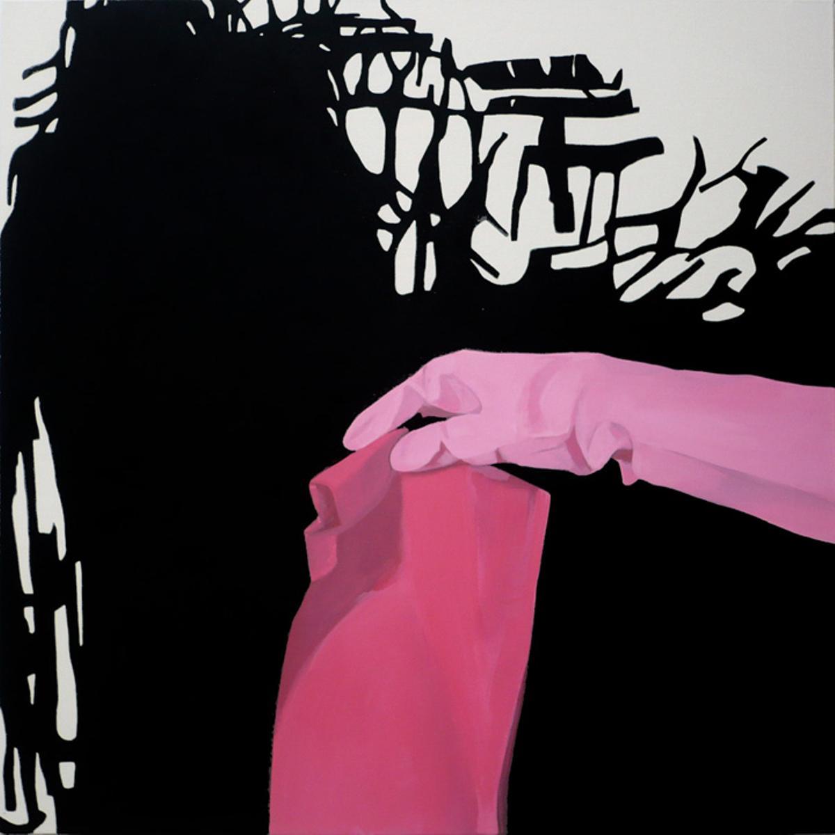 "Guante rosa sobre negro", de Elena Rato.