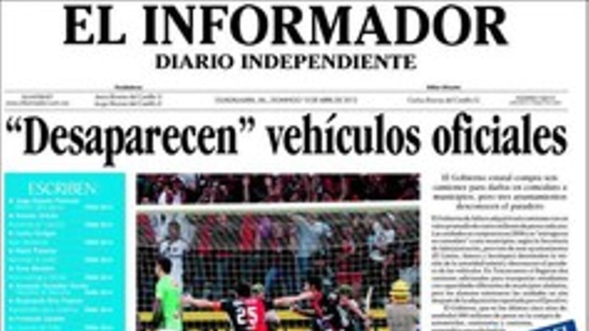 Portada del diario 'El Informador' de México en su edición del domingo 15 de abril del 2012