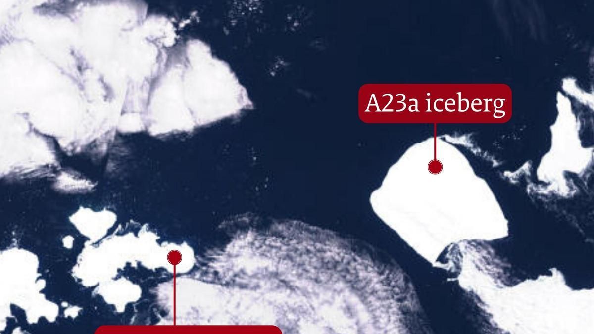 Vista aérea del iceberg A23a cuando aún estaba cerca de la Antártida