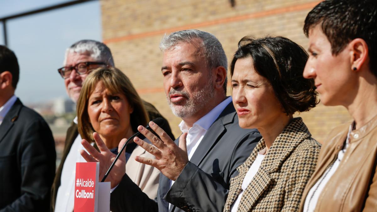 Diversos alcaldes metropolitanos, de Collboni a Marín pasando por Parlon y Balmón, en un acto de campaña del 28M.