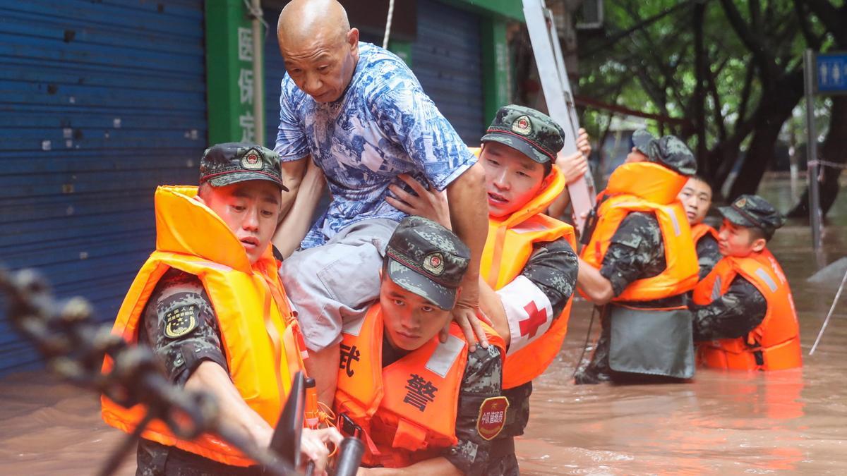 Imagen de archivo de las inundaciones en el centro de China.