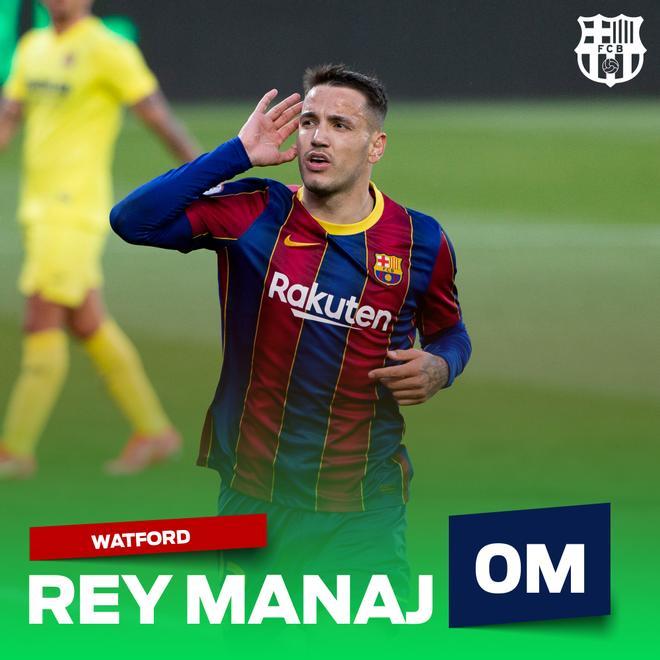 OFICIAL: Rey Manaj se va al Watford gratis pero el Barça se reserva un 50% de ingresos en una futura operación