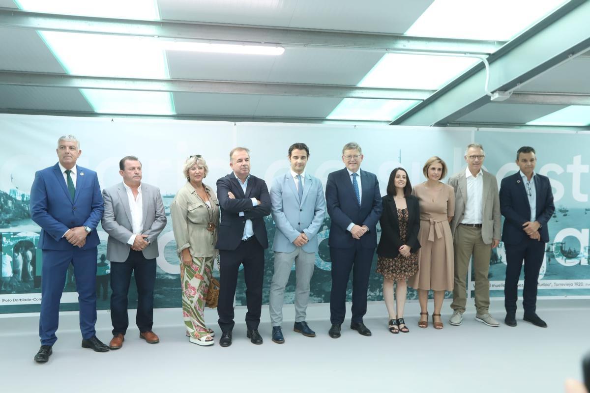 El patrón mayor Pedro Carmona, la delegada del Consell Antonia Moreno, el empresario Enrique Riquelme, el alcalde Eduardo Dolón, y el presidente de la Generalitat, Ximo Puig en el acto de inaguración