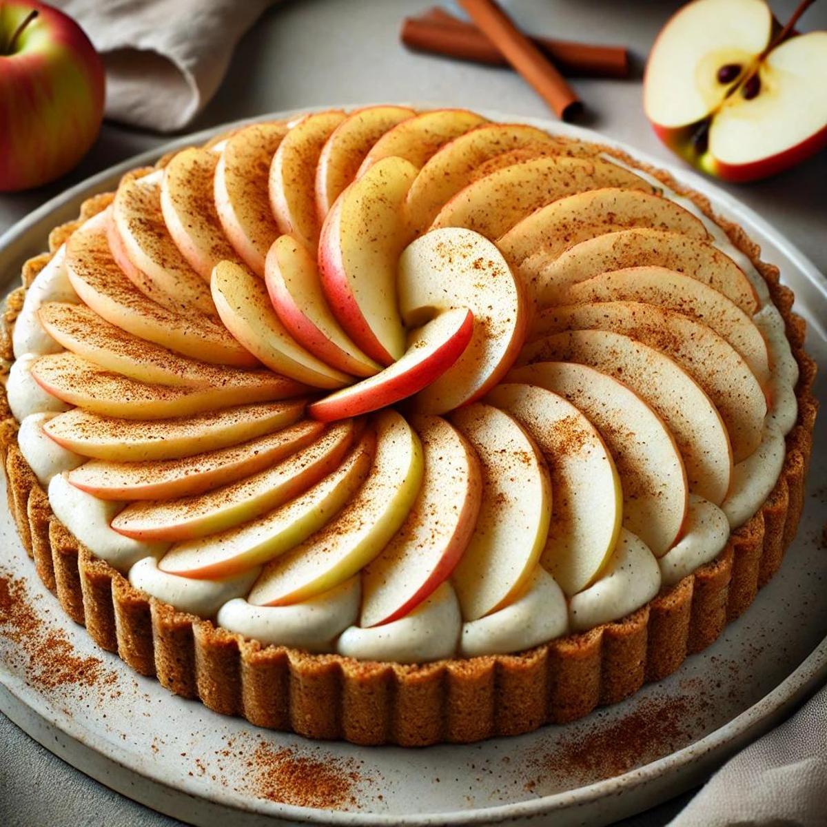 Tarta de manzana y canela sin horno.
