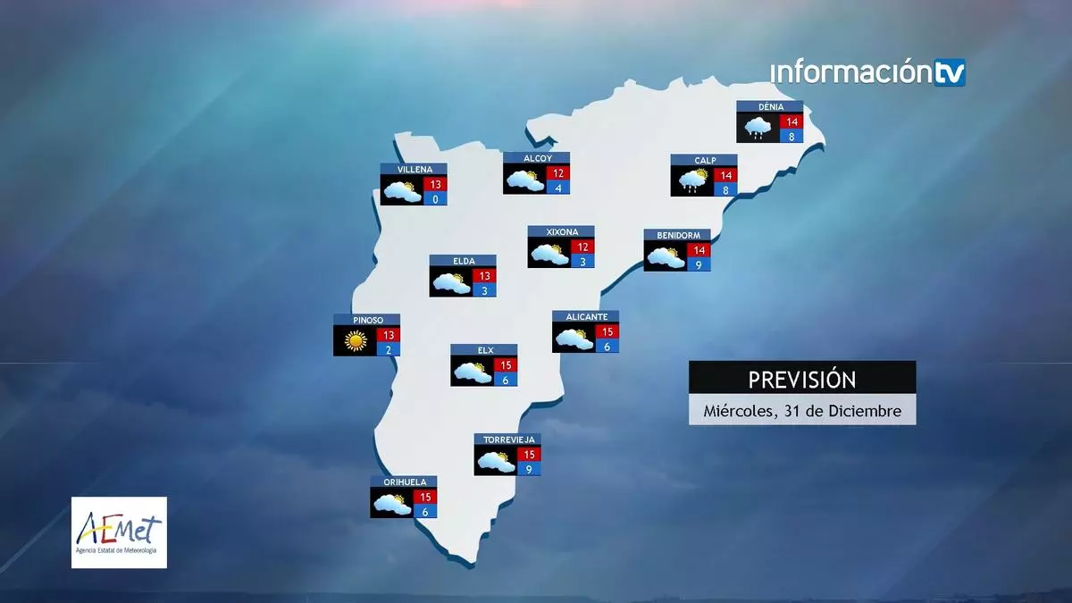 El tiempo en Alicante para Nochevieja: consulta la previsión por municipios