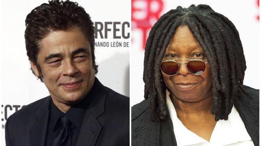 Benicio del Toro y Whoopi Goldberg.