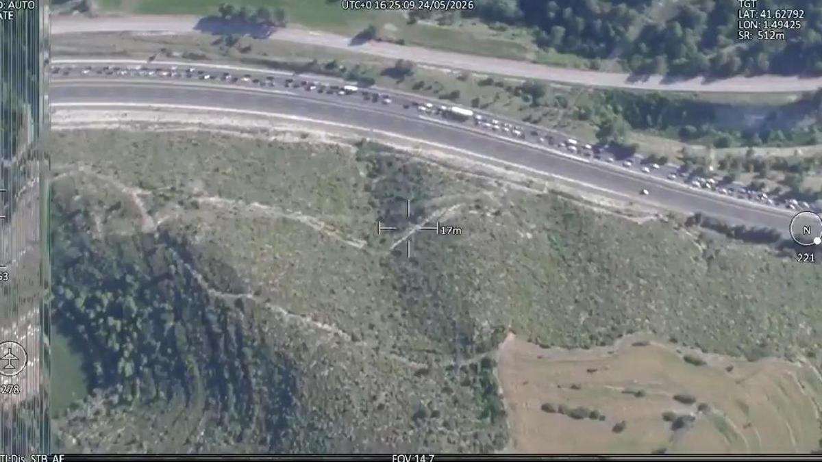 Imatges àeries de l'accident a l'A-2 a Jorba
